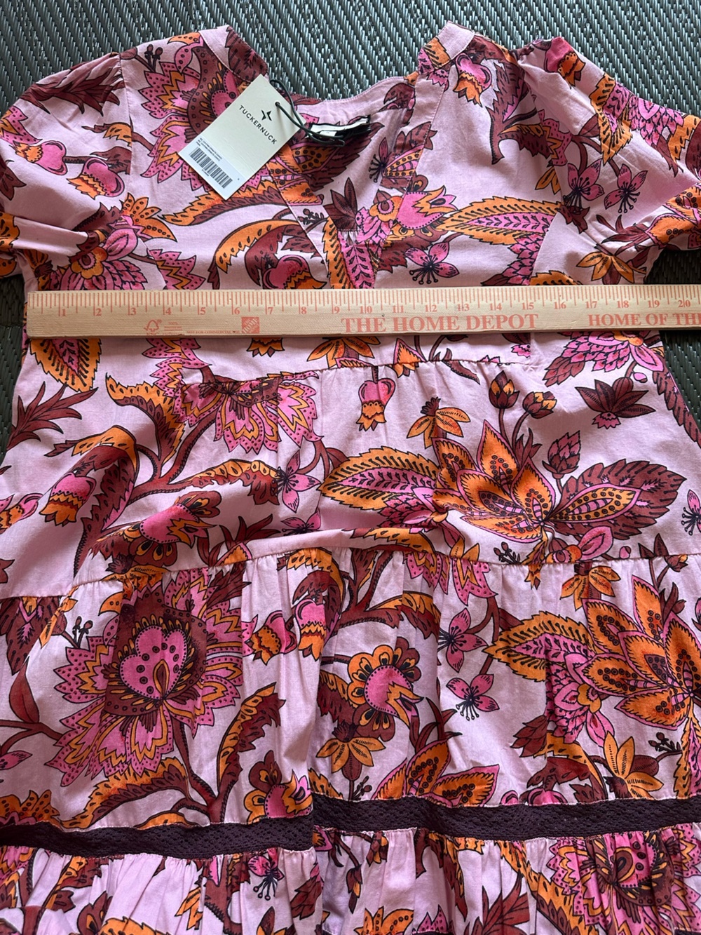 Tuckernuck NWT Pink Paisley Sunset Chintz Kenzo Dress Sz S Babydoll Smocked Cuff - Picture 10 of 10
